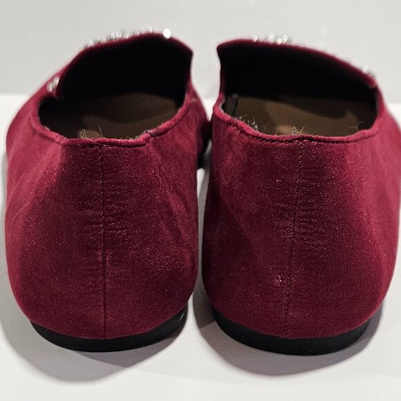 Torrid Maroon Rhinestone Embellished Loafers Flats 8W - Picture 6 of 10